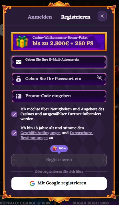 Registrierung bei Happyjokers Casino mit Willkommensbonus und Kontobestätigung